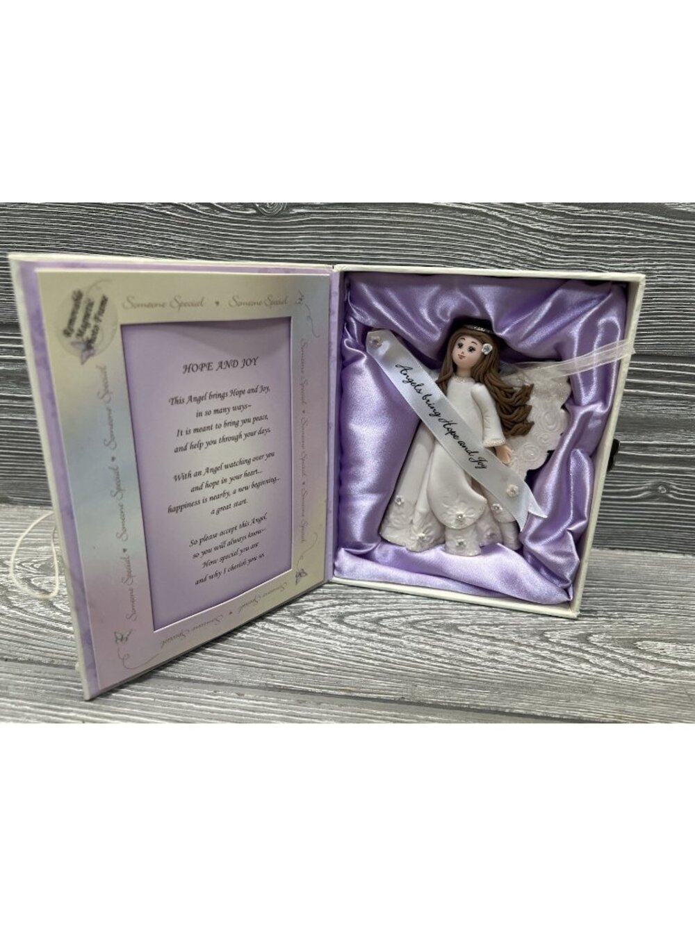 Pavilion Angel Clay Ornament 5”  in Keepsake Box Someone Special Magnetic Frame